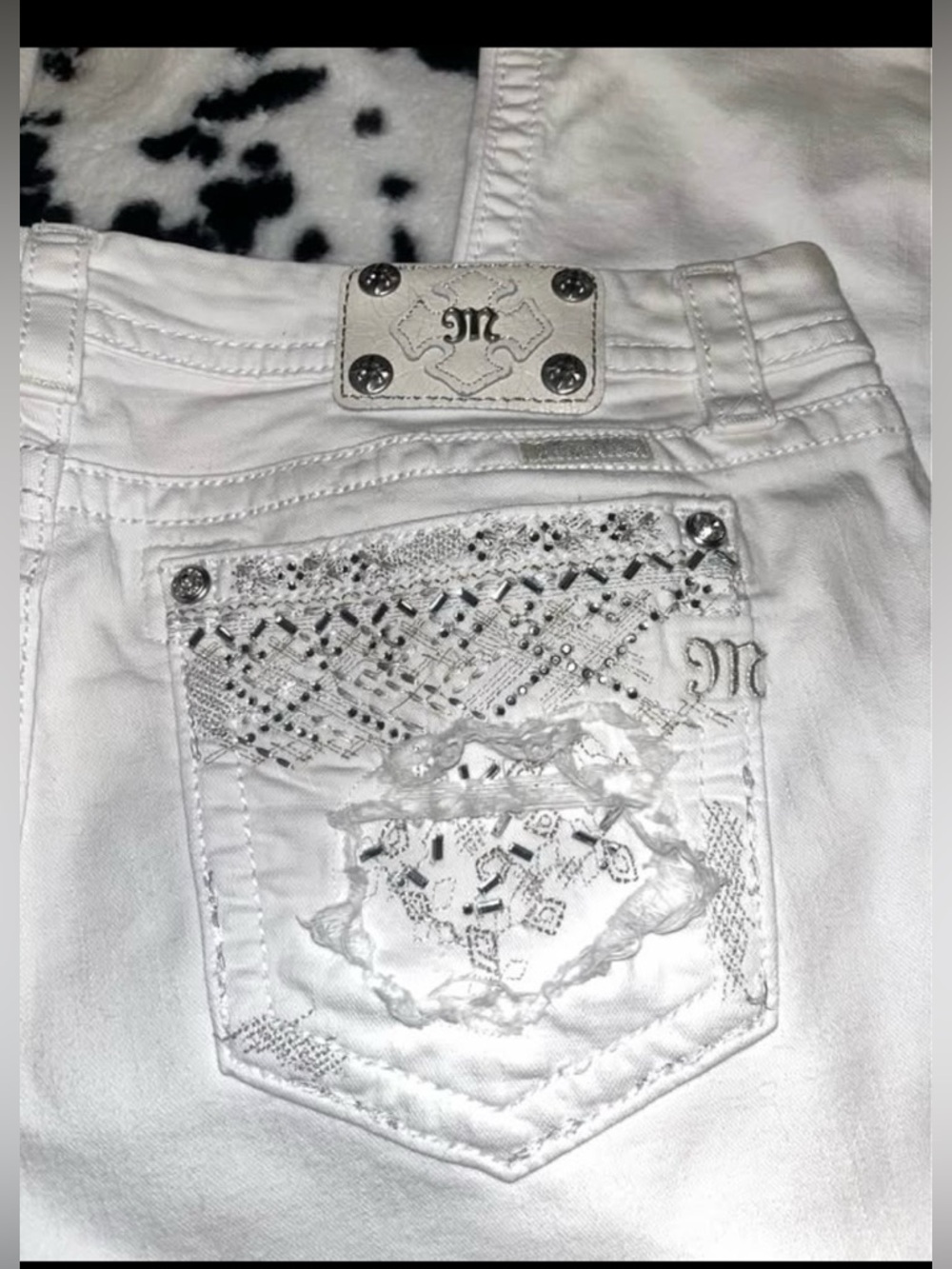 Miss Me White Embellished Skinny Jeans
